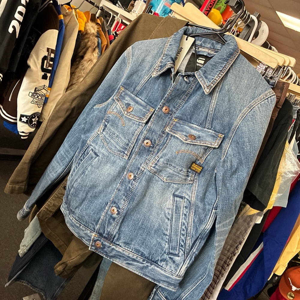 G-Star Raw ARC Jacket Mens Denim Trucker New NWT SZ Small Blue Never Worn
